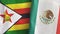 Mexico and Zimbabwe two flags textile cloth 3D rendering