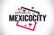 MexicoCity Welcome To Word Text with Handwritten Font and Red Hearts Square