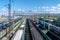 Mezhdurechensk, Kemerovo region, Russia. June 12, 2020. Ways of the Mezhdurechensk railway station with freight trains.
