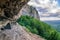 Mezmai, Russia - June 24, 2017: Beautiful scenic summer landscape of Caucasus mountains, Orlinyie Rocks mountain shelf - tourist