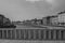 Mezzo Bridge over the Arno River seen Buildings on the banks of the Arno River in Pisa, Italy