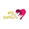 Mi Amor vector hand lettering My love in Spanish vector digital calligraphy romantic inscription on heart shape background