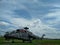 Mi24 military helicopter on sky background