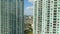 Miami aerial 360 view buildings boats Miami river and down town