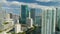 Miami aerial view buildings boats Miami river and down town