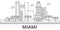 Miami architecture line skyline illustration. Linear vector cityscape with famous landmarks, city sights, design icons