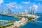 Miami Beach. Aerial view of Rivers and ship canal. Tropical coast of Florida, USA