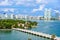 Miami Beach. Aerial view of Rivers and ship canal. Tropical coast of Florida, USA