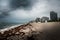 Miami Beach on cloudy and stormy day