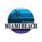 Miami Beach, Florida State - typography for design clothes, t-shirts with palm trees and waves. Graphics for print