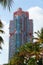 Miami Beach, Florida, U.S.A - February 18, 2022 - The tall buildings of beachfront hotel, resorts and condominiums