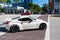 Miami Beach, Florida USA - April 13, 2021: white nissan nismo, side view. luxurious sport car