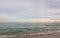 Miami Beach. Gorgeous colorful view of turquoise water of Atlantic ocean and blue sky with white clouds.