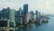 Miami Brickell in Florida, USA. View from above of concrete and glass skyscraper buildings in downtown district