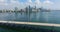 Miami Brickell in Florida, USA. William M Powell Bridge with moving traffic. Aerial view of American downtown office
