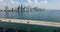 Miami Brickell transportation in Florida, USA. William M Powell Bridge with driving cars and skyscraper buildings in