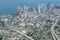 Miami city Downtown aerial view blue sea