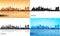 Miami city skyline silhouettes set