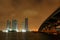 Miami City skyline at a stormy night