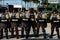 Miami Downtown, FL, USA - MAY 31, 2020: American policeman. Cops. Weapons, protection, security. People who provide our