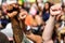 Miami Downtown, FL, USA - MAY 31, 2020: Hands of white and black people during a protest against racism in America.