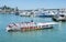 Miami, Florida - April 17, 2018: Tourists getting a thrill on a speed boat at Bayside