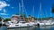 Miami, Florida USA - March 25, 2023: miami summer harbour with sailboats yachts