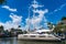 Miami, Florida USA - March 25, 2023: summer boat yacht catamaran in miami