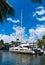 Miami, Florida USA - March 25, 2023: summer holidays sailing yacht catamaran in miami