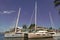 Miami, Florida USA - March 25, 2023: summer sailing yacht catamaran in miami