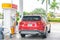 Miami, Florida, USA - September 14, 2019: Hyundai Santa Fe car on Shell gas station in Miami USA