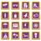 Miami icons set purple