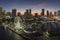 Miami marina harbor and skyscrapers of Brickell, city financial center. Skyviews Miami Observation Wheel at Bayside