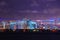 Miami night. Miami skyline at night - panoramic image. City lights.