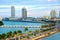 Miami panorama with car traffic