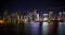 Miami skyscrapers skyline at night, Aerial view