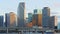 Miami sunset downtown water yacht traffic panorama 4k usa