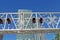 MIAMI, USA - November 26, 2017: Viaduct in Miami downtown, trains crossing street