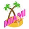 Miami vacation icon isometric vector. Male surfer with surfboard on coast icon