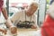 MIAMIA, FLORIDA - APRIL 29, 2015: Little Havana district in Miami and People playing Domino in Maximo Gomez Park Domino Park