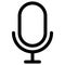 Mic icon. Outline microphone symbol. Audio pictogram. Music symbol in black