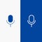 Mic, Microphone, Basic, Ui Line and Glyph Solid icon Blue banner Line and Glyph Solid icon Blue banner
