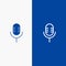 Mic, Microphone, Sound, Show Line and Glyph Solid icon Blue banner Line and Glyph Solid icon Blue banner