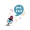 Mic and speech cloud with text vector illustration. Broadcasting, media hosting. Sounding microphone, media instrument