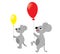 Mice holding balloons