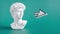 Michelangelo\'s david in vaporwave style and digital pixelated mouse cursor