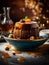 Michelin starred sticky toffee pudding dessert in premium restaurant, cinematic food