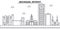 Michigan, Detroit architecture line skyline illustration. Linear vector cityscape with famous landmarks, city sights