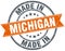 Michigan orange grunge ribbon stamp