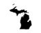 Michigan US Map. MI USA State Map. Black and White Michigander State Border Boundary Line Outline Geography Territory Shape Vector